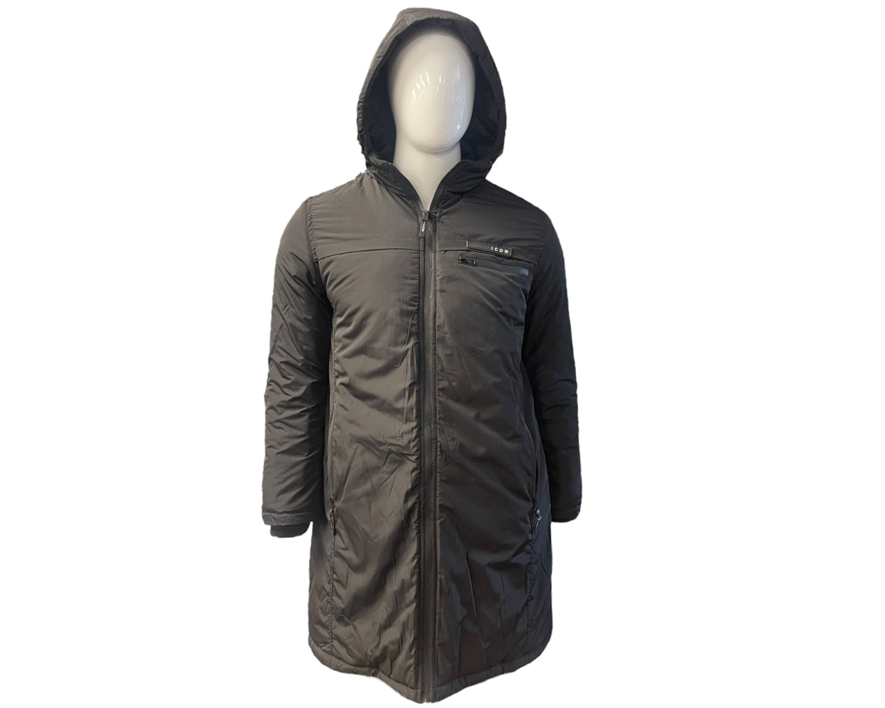 Full Zip Hooded Padded Long Parka Jacket