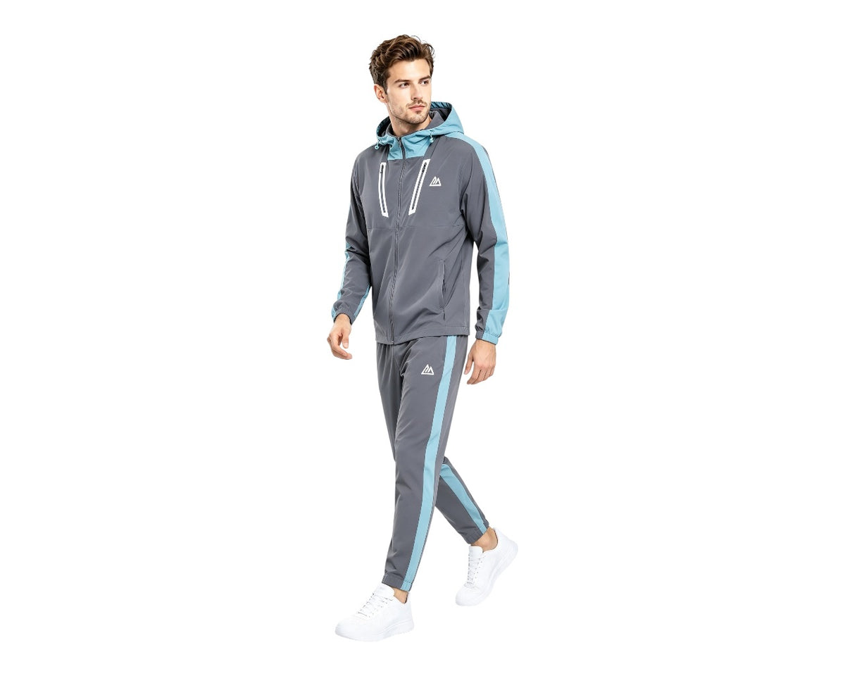 Colour Block Full Zip Hooded Tech Tracksuit