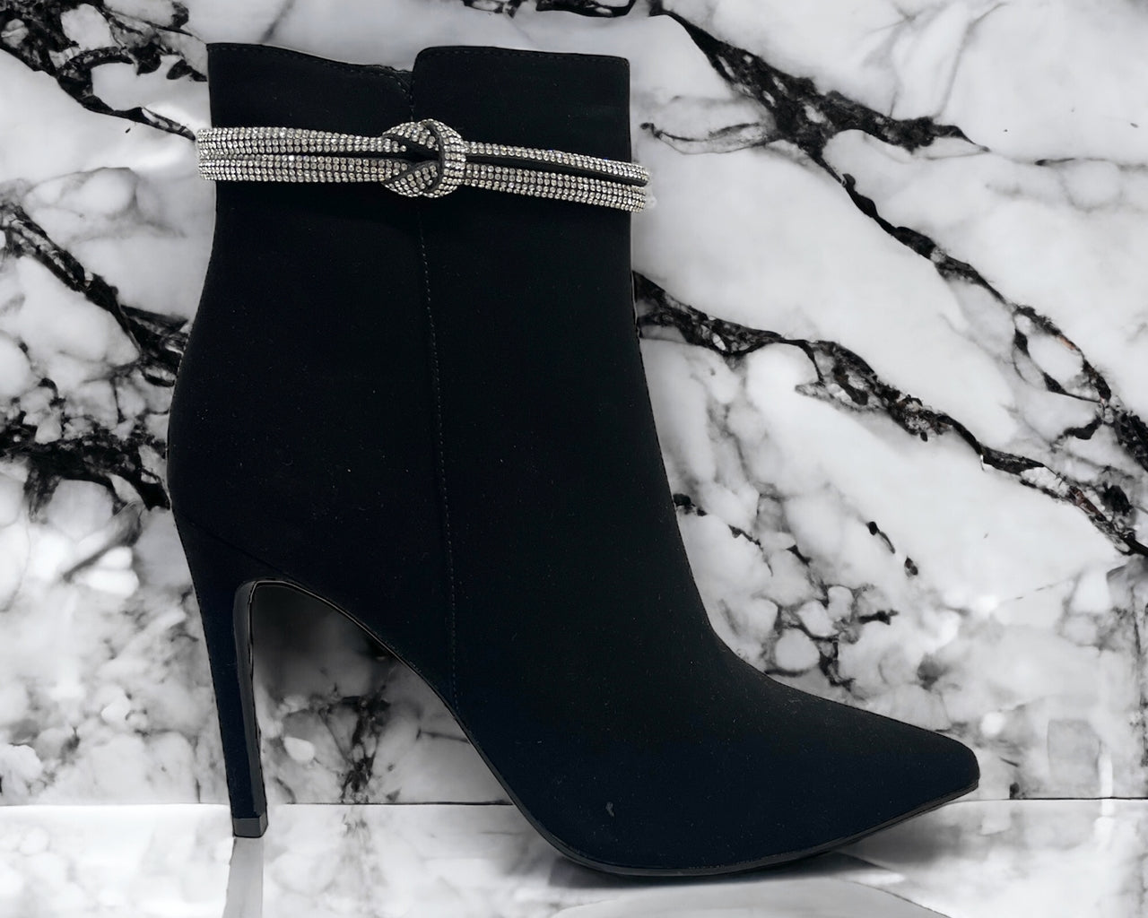 Faux Leather Pointed Toe Ankle Boots