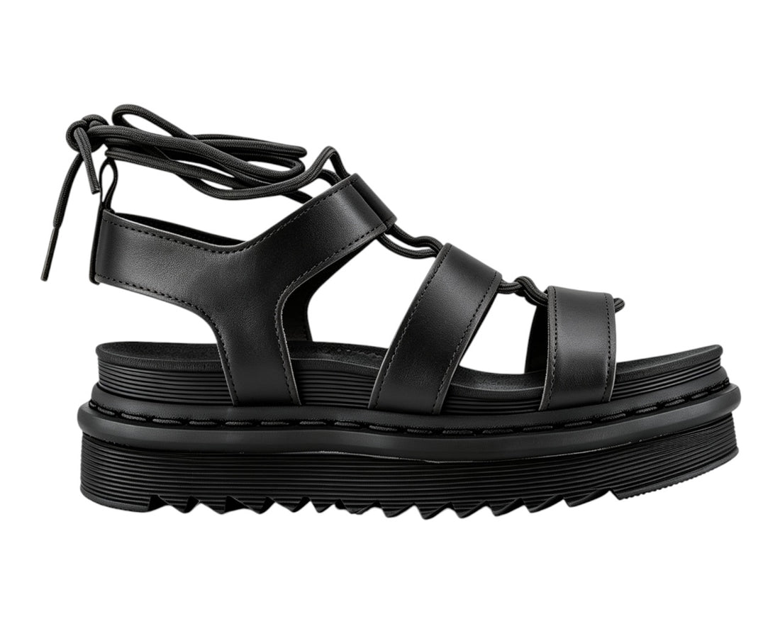 Chunky Sole Faux Leather Lace Up Gladiator Sandals