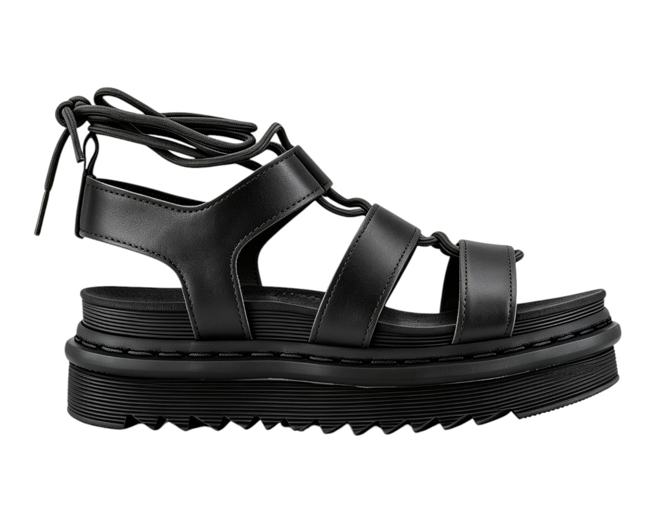 Chunky Sole Faux Leather Lace Up Gladiator Sandals