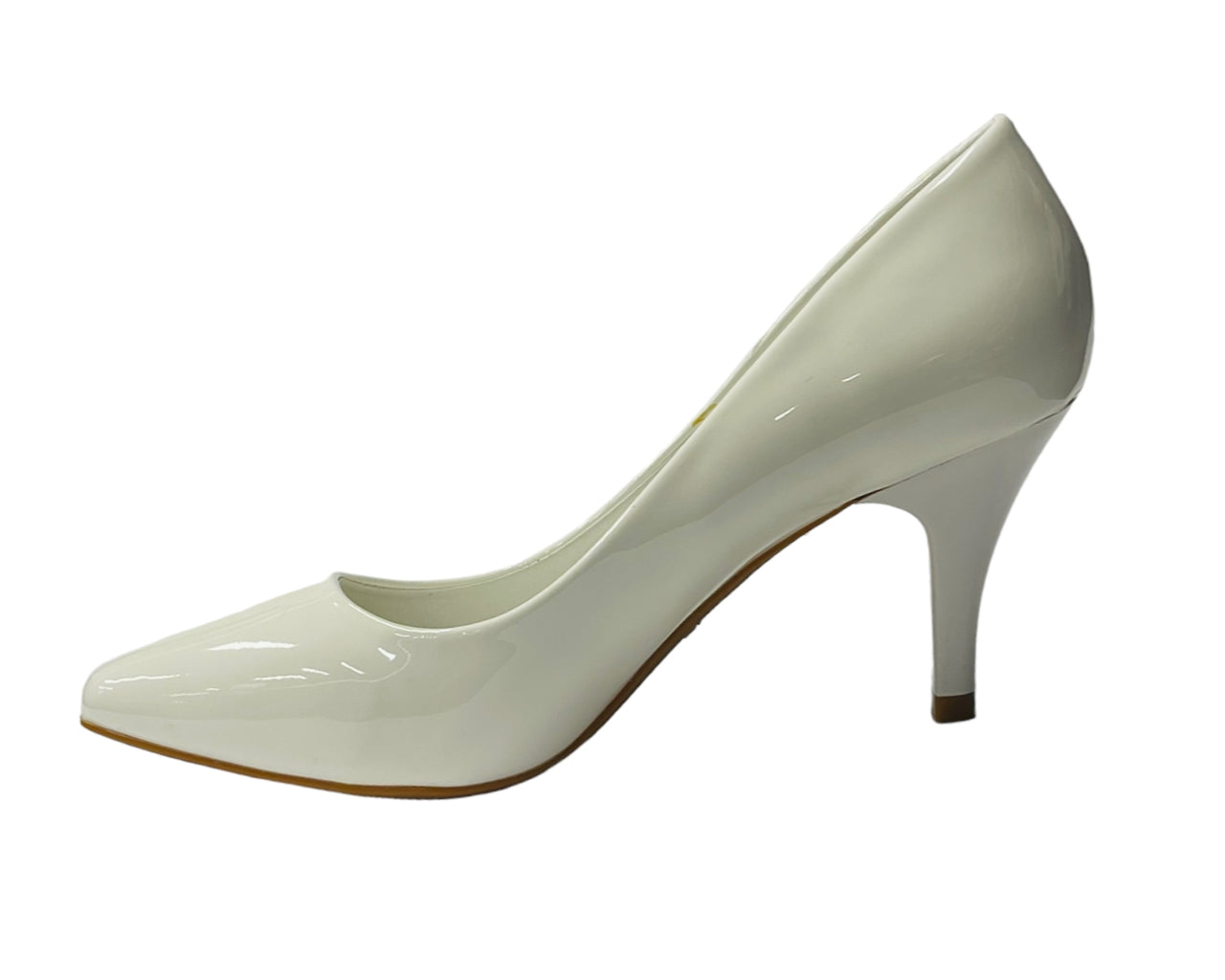 Faux Patent Leather Stiletto Heel Court Shoes