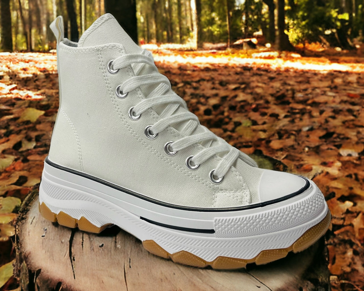 Chunky Sole Hi Top Canvas Trainers