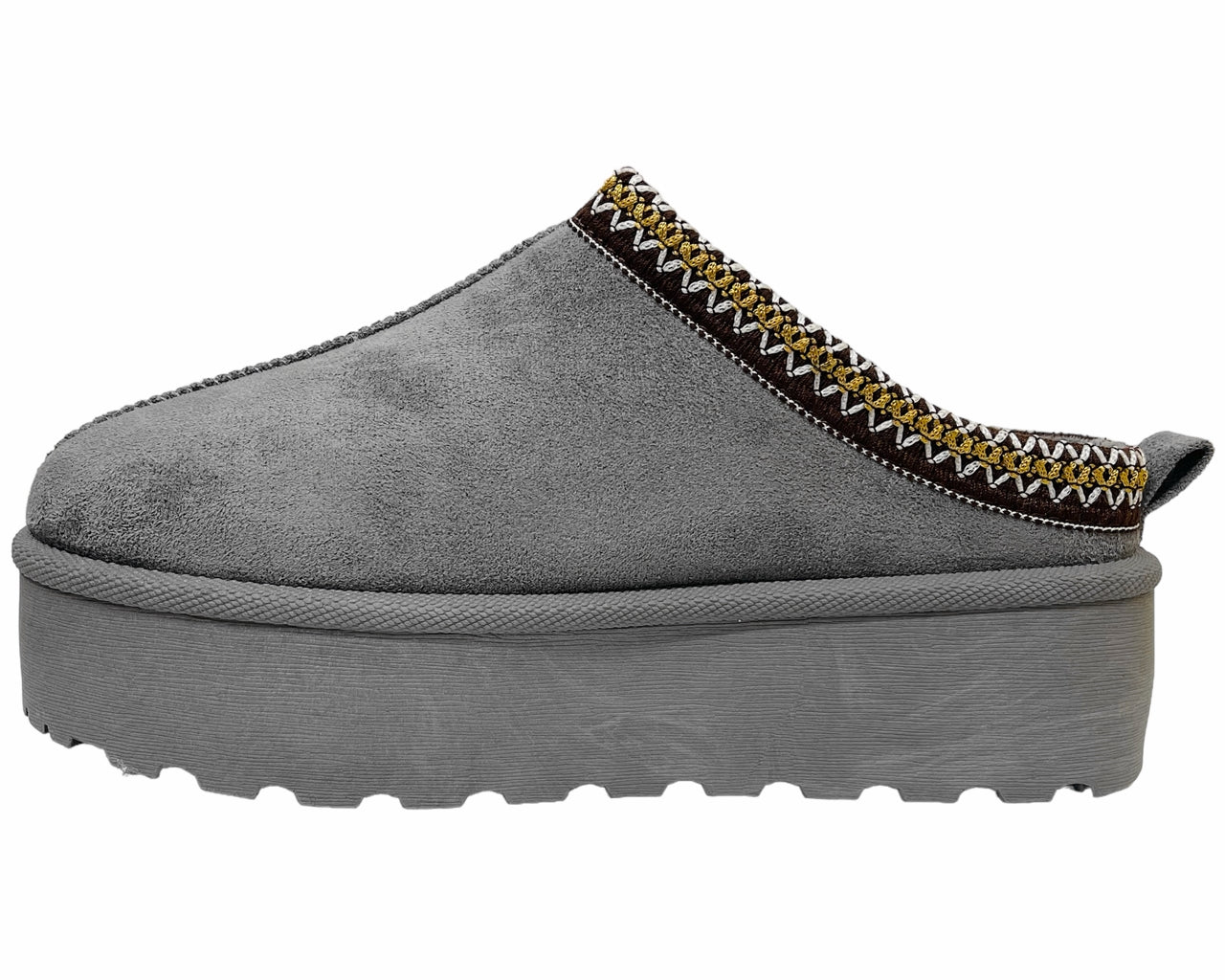 Faux Suede Aztec Platform Slip On Shoes