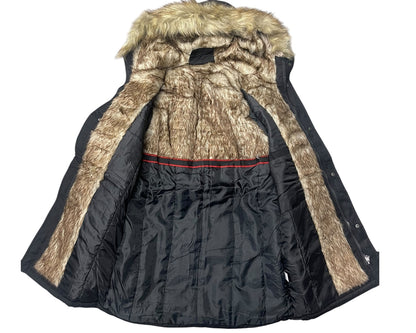 Faux Fur Lined Hooded Padded Parka Jacket
