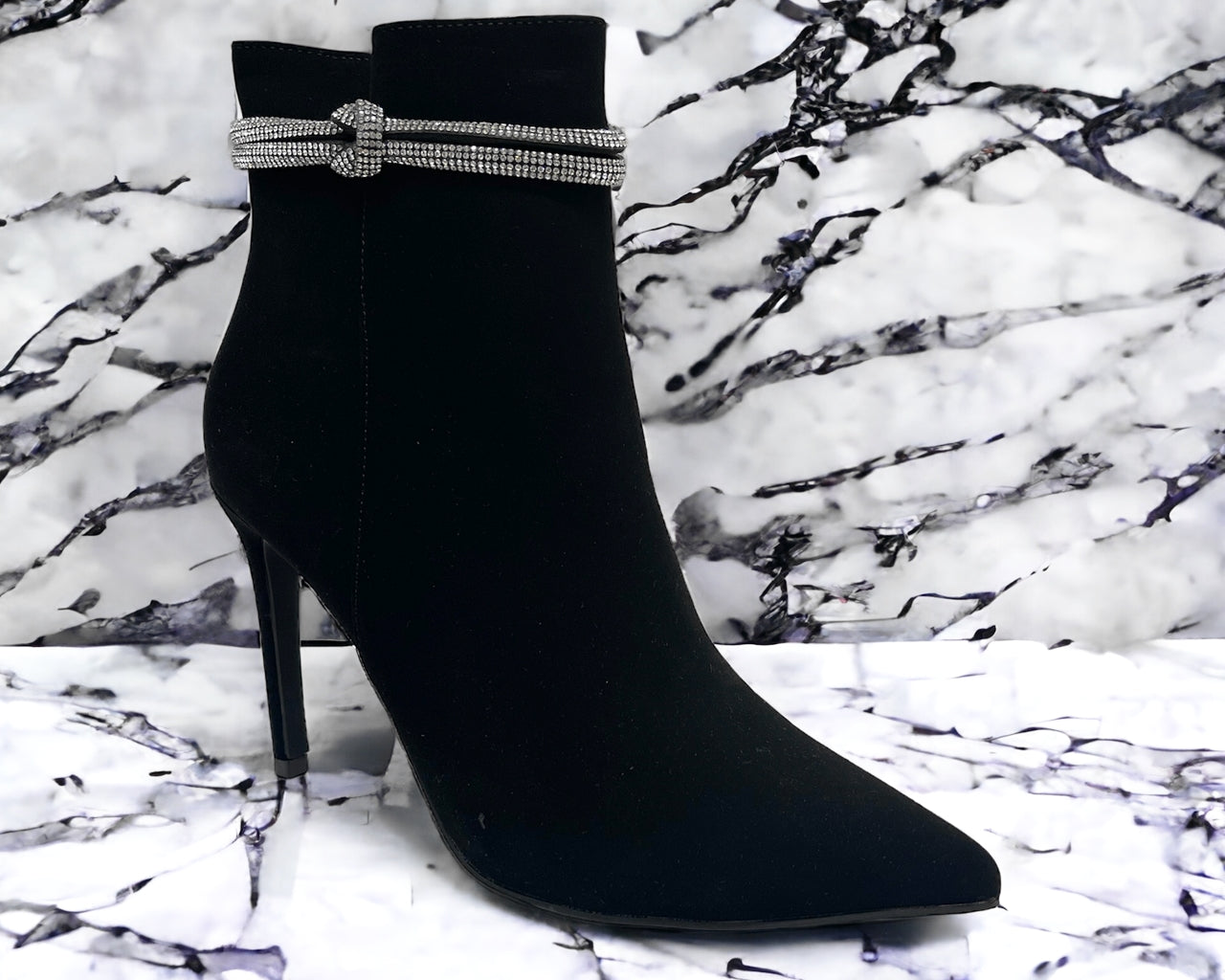 Faux Leather Pointed Toe Ankle Boots