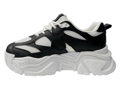 Faux Leather Chunky Sole Lace Up Trainers