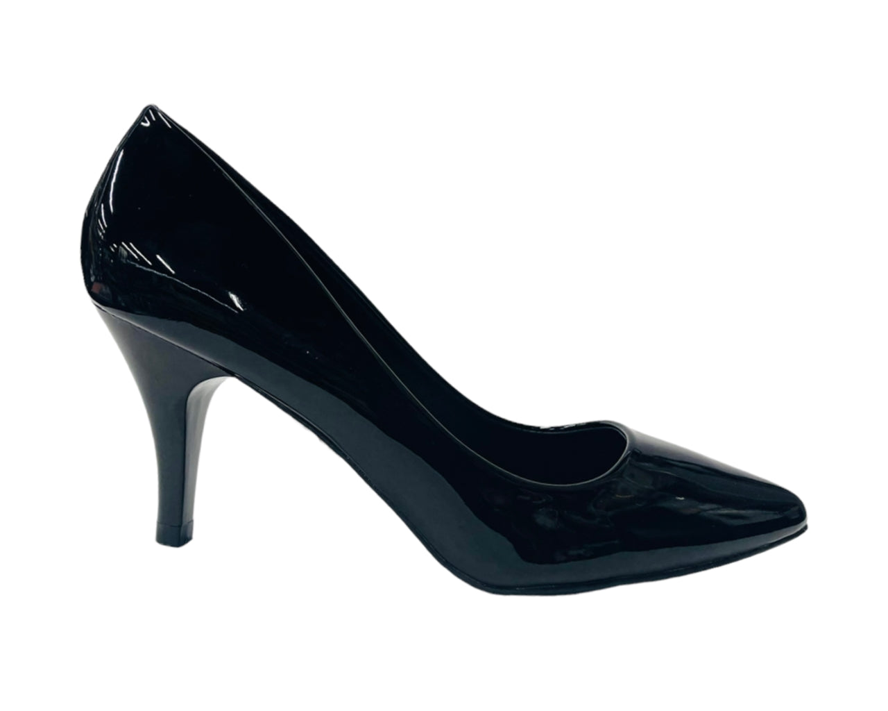 Faux Patent Leather Stiletto Heel Court Shoes