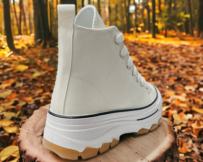 Chunky Sole Hi Top Canvas Trainers