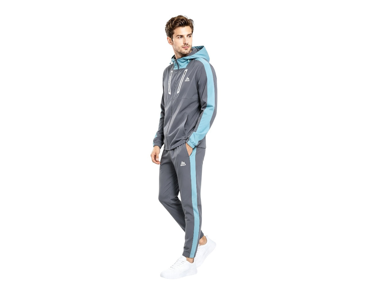 Colour Block Full Zip Hooded Tech Tracksuit