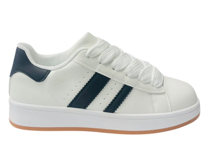 Faux Leather Sports Lace Up Trainers