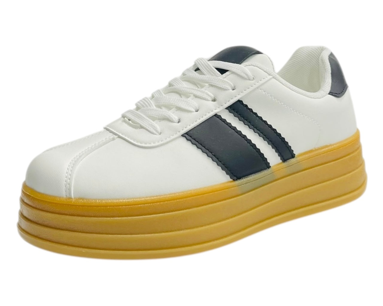 Platform Faux Leather Lace Up Trainers