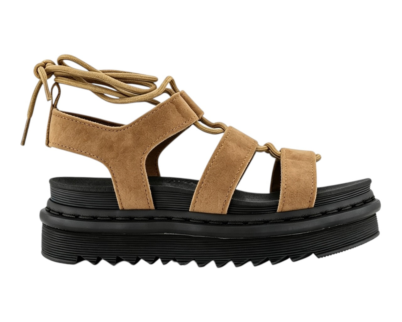 Chunky Sole Faux Leather Lace Up Gladiator Sandals