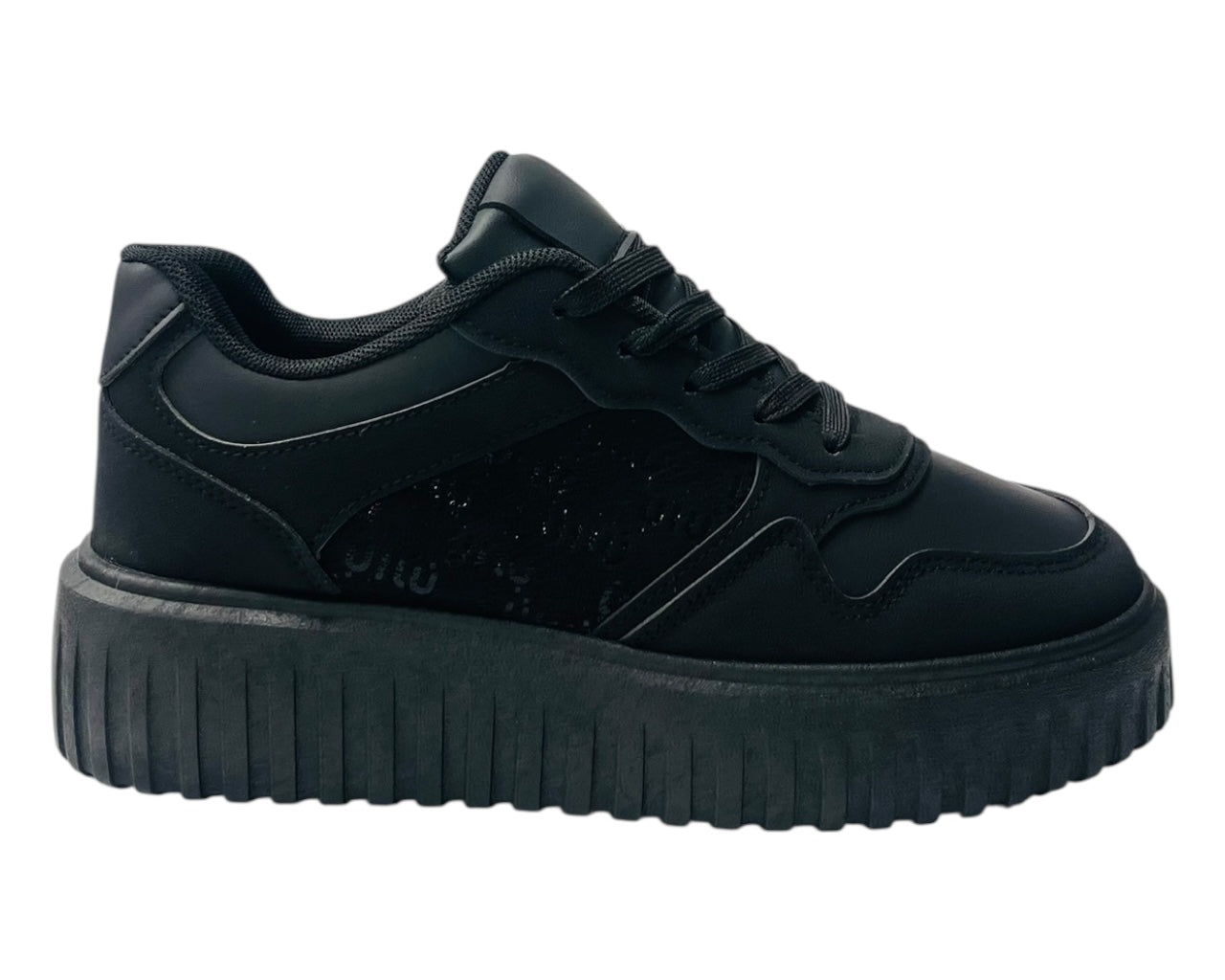 Faux Leather Platform Lace Up Trainers