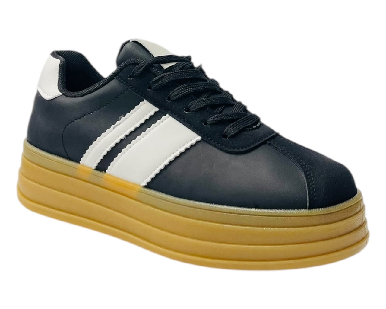 Platform Faux Leather Lace Up Trainers