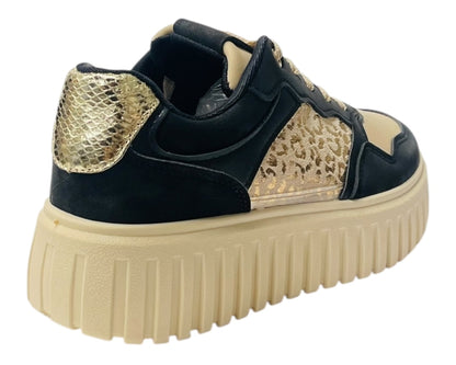 Faux Leather Platform Lace Up Trainers
