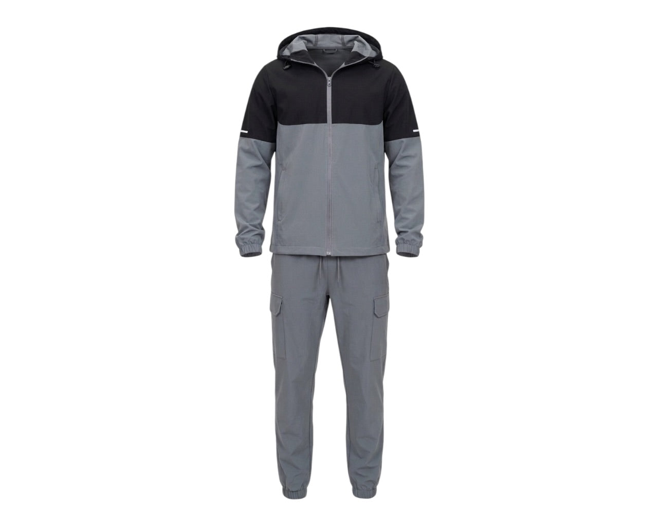 Colour Block Cargo Pant Hooded Tech Tracksuit