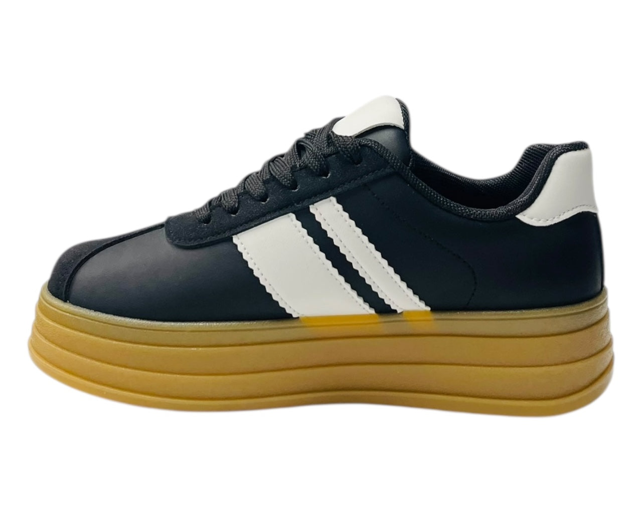 Platform Faux Leather Lace Up Trainers