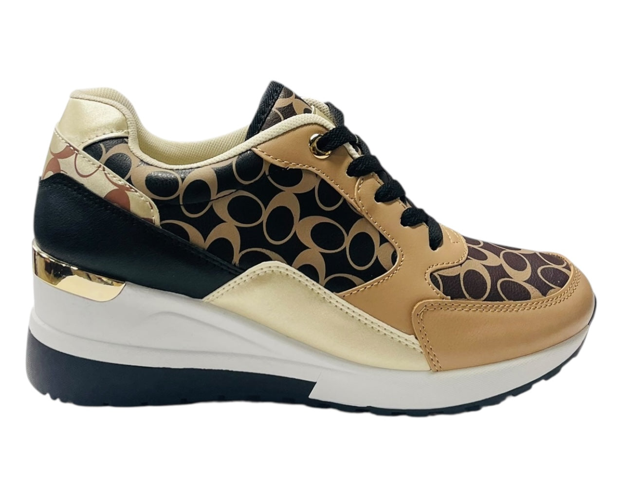 Chunky Sole Lace Up Wedge Trainers