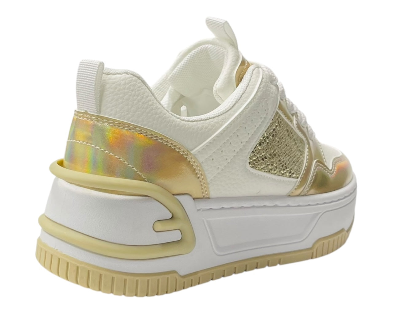 Platform Faux Leather Lace Up Trainers