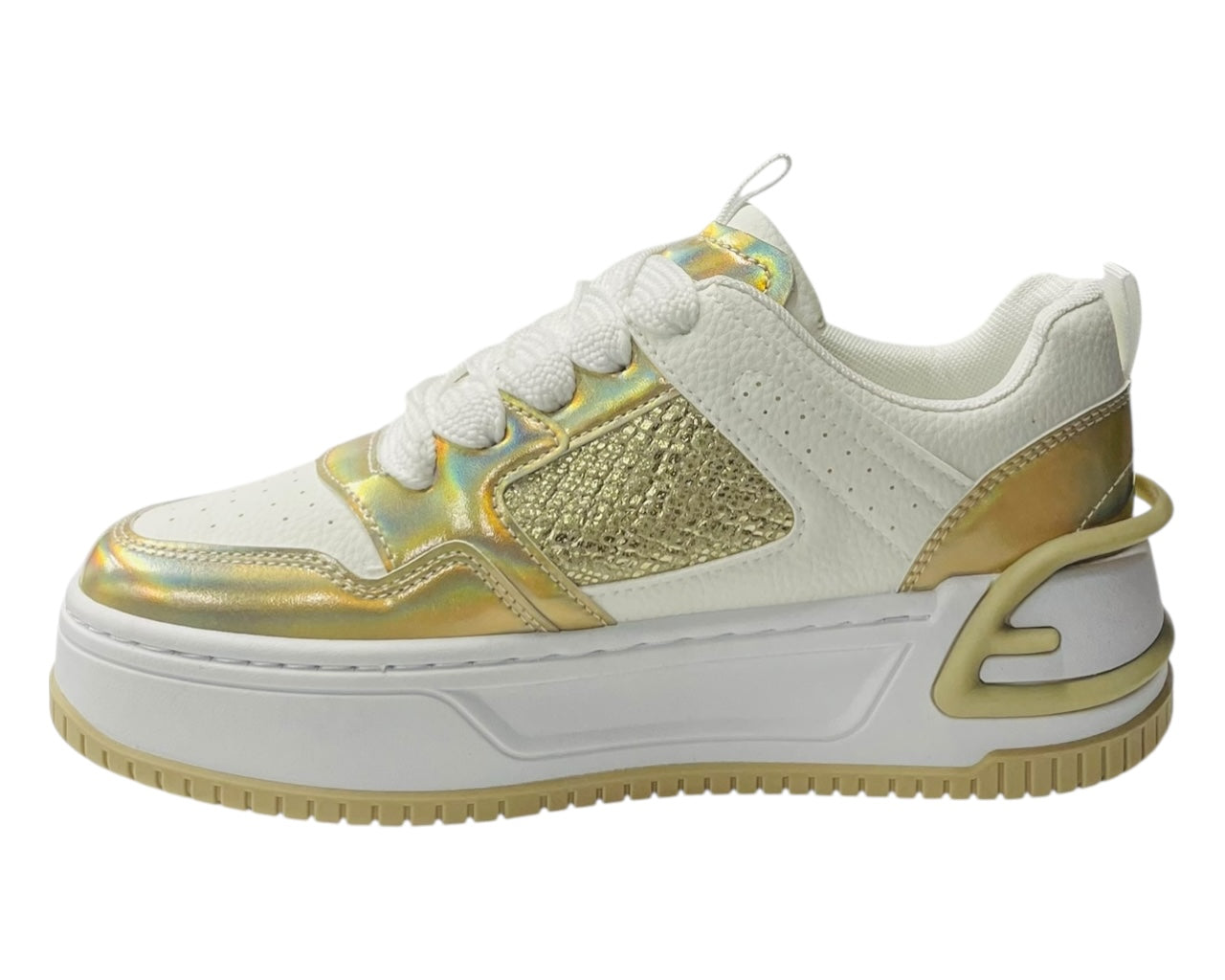 Platform Faux Leather Lace Up Trainers