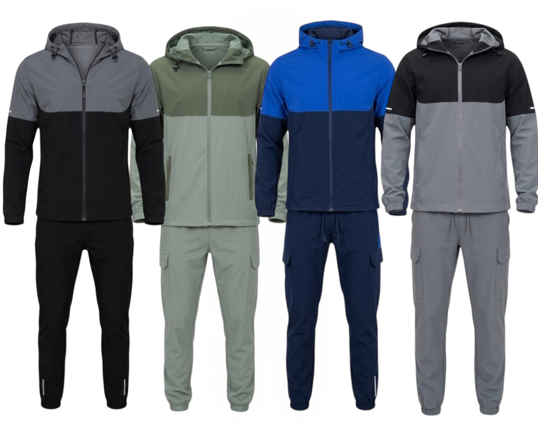 Colour Block Cargo Pant Hooded Tech Tracksuit