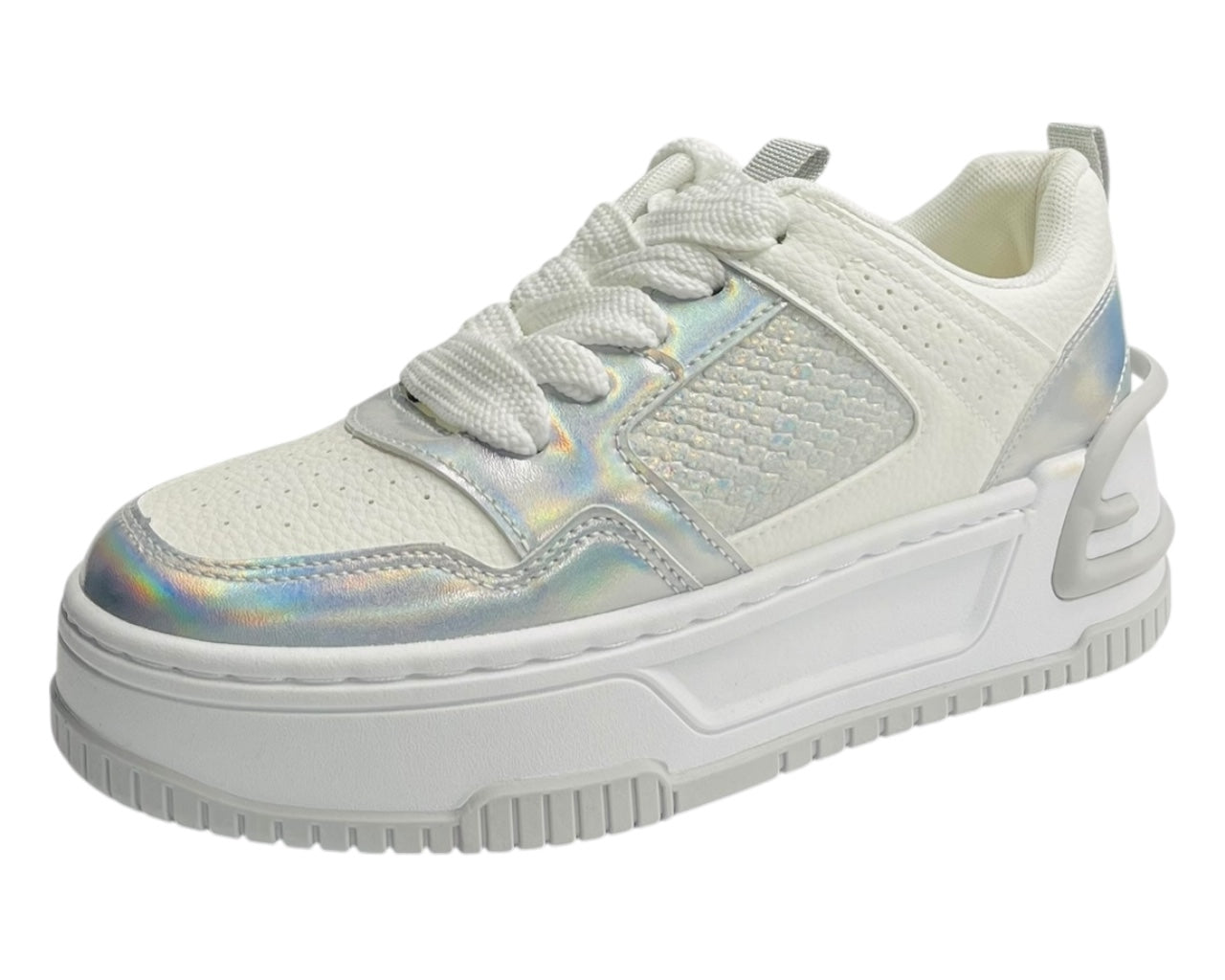 Platform Faux Leather Lace Up Trainers