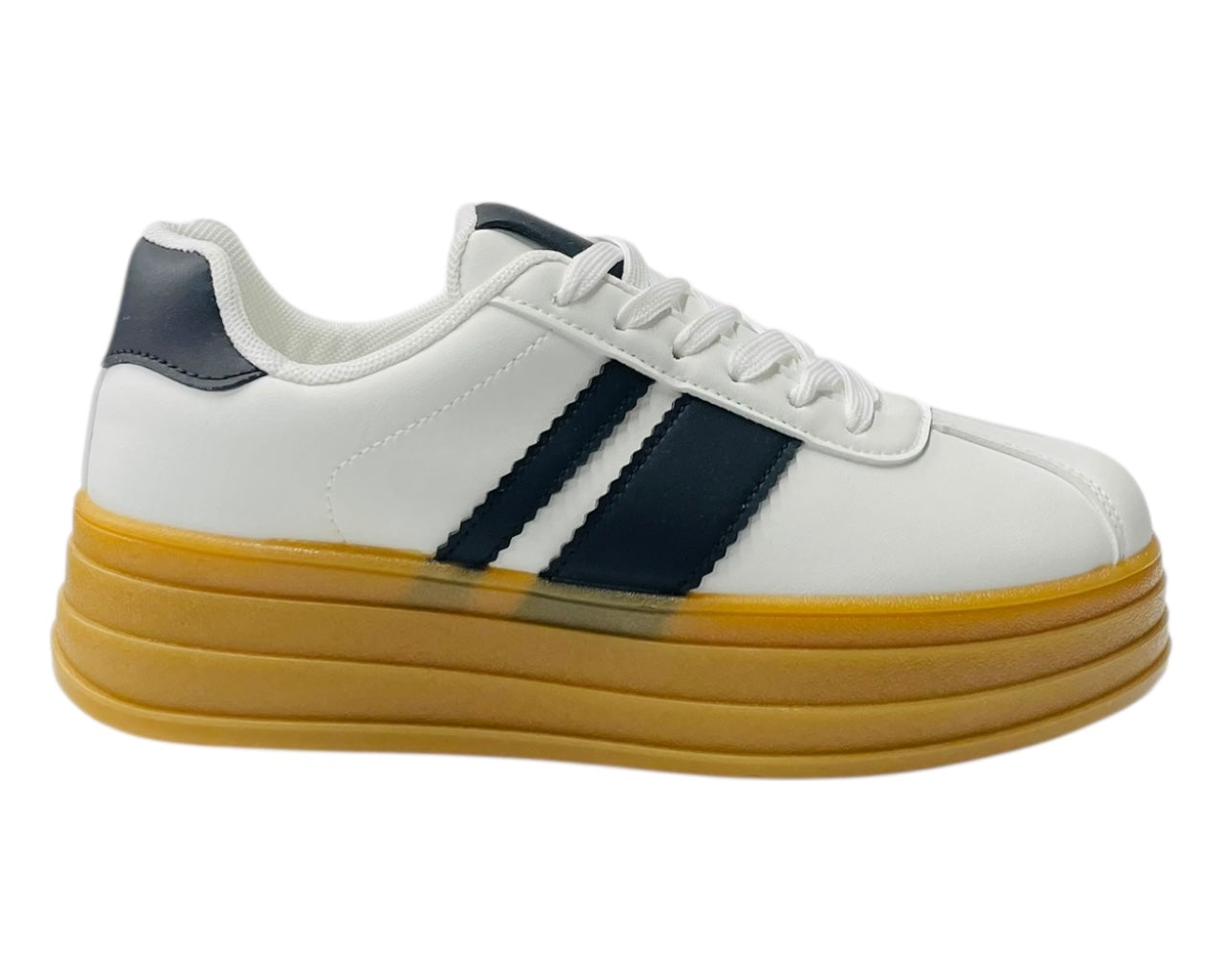 Platform Faux Leather Lace Up Trainers