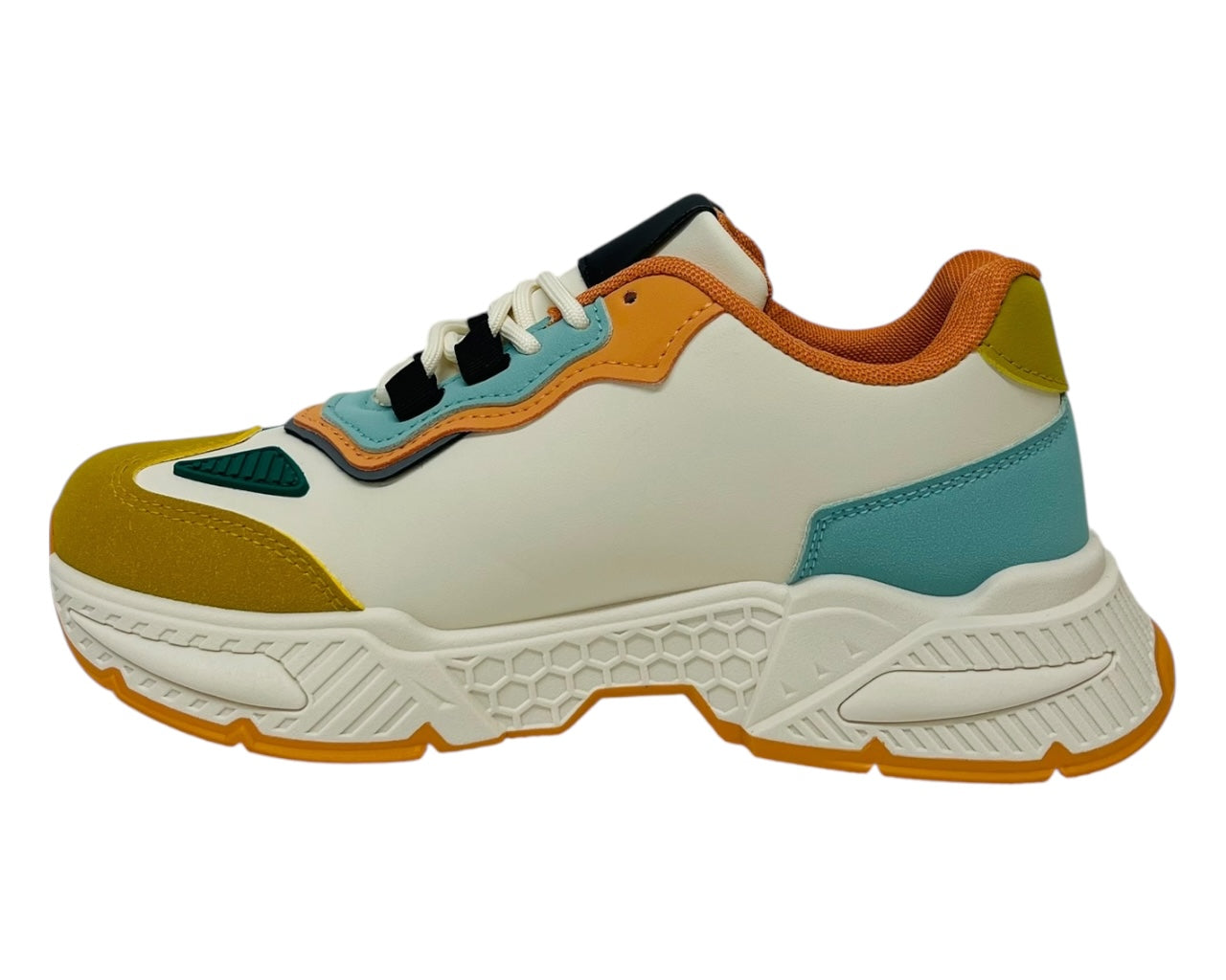 Chunky Sole Lace Up Faux Leather Trainers