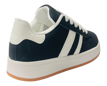 Faux Leather Sports Lace Up Trainers