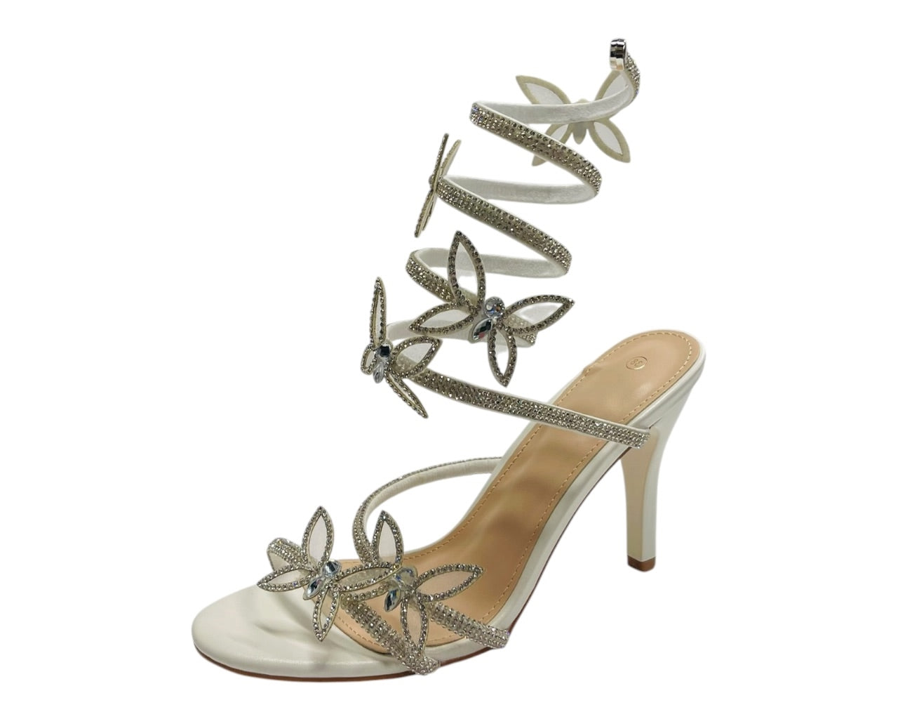 Butterfly Rhinestone Snake Anklet High Heel Sandals