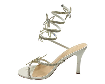 Butterfly Rhinestone Snake Anklet High Heel Sandals