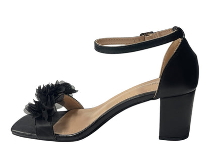 Floral Block Heel Open Toe Sandals