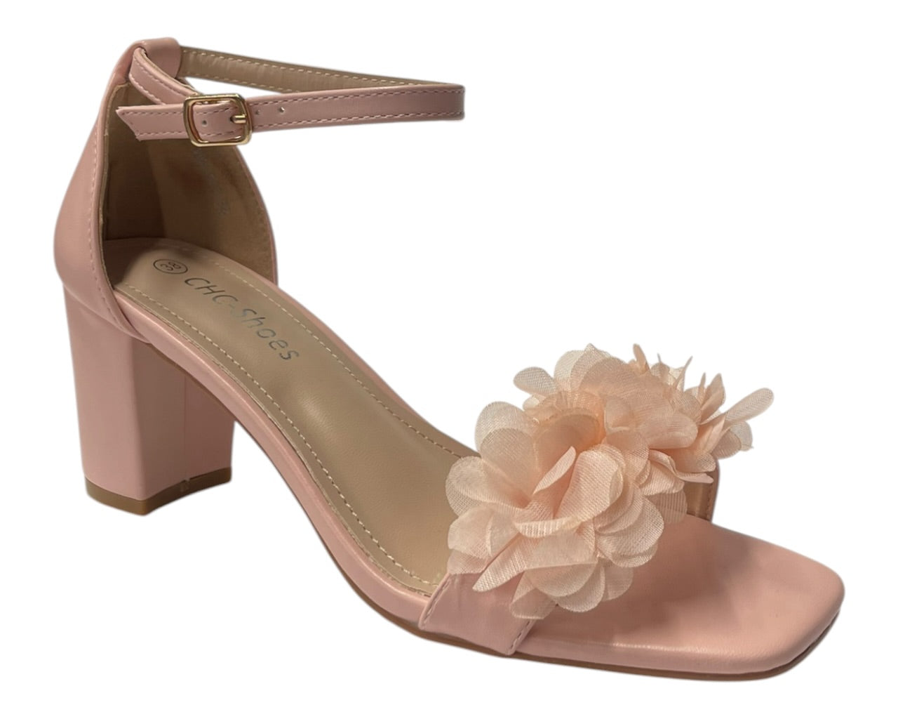 Floral Block Heel Open Toe Sandals