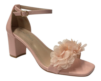 Floral Block Heel Open Toe Sandals