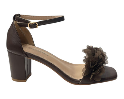 Floral Block Heel Open Toe Sandals