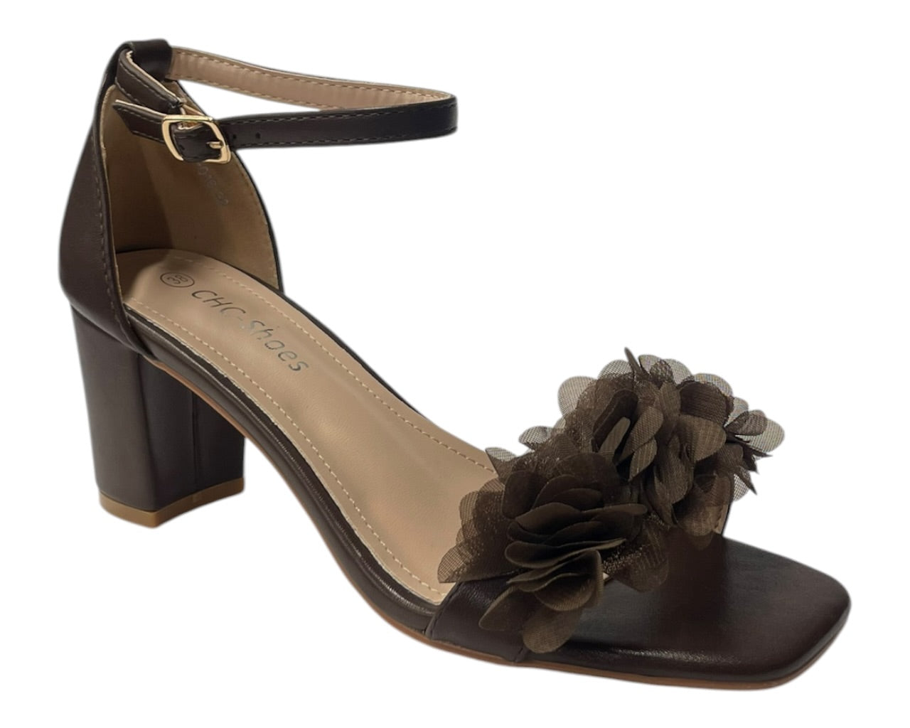 Floral Block Heel Open Toe Sandals