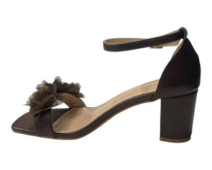 Floral Block Heel Open Toe Sandals
