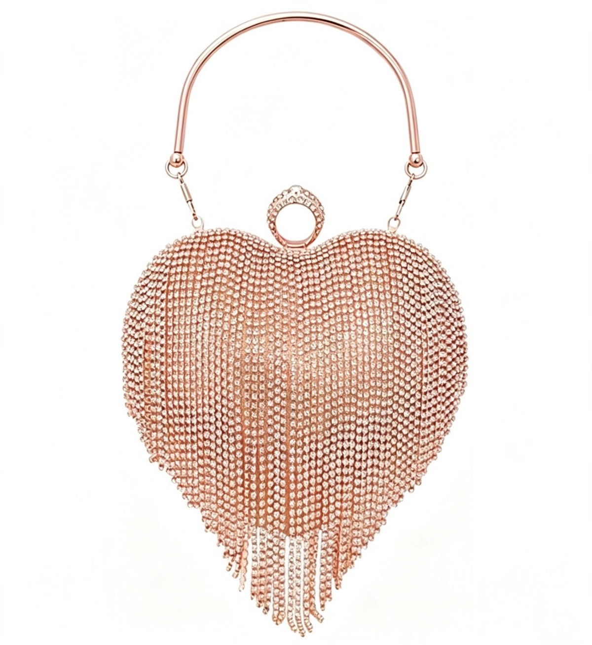 Rhinestone Fringe Heart Clutch Bag