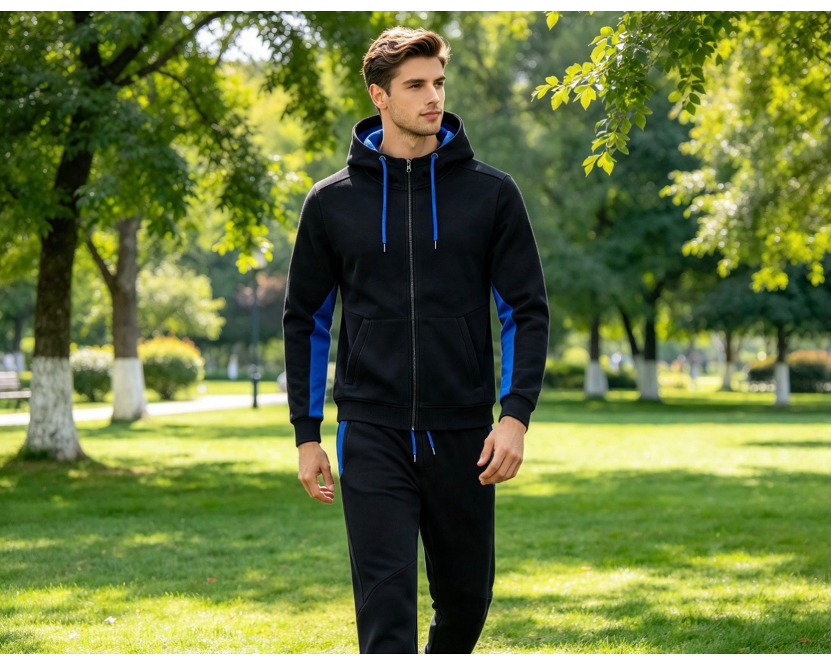Regular Fit Full Zip Hooded Fleece Tracksuit