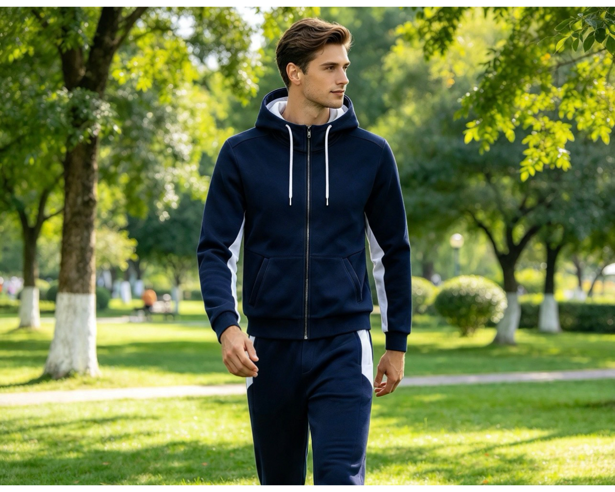 Regular Fit Full Zip Hooded Fleece Tracksuit