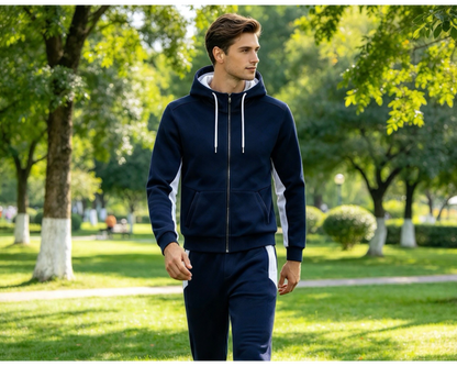 Regular Fit Full Zip Hooded Fleece Tracksuit