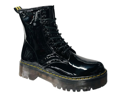 Platform Faux Leather Ankle Boots