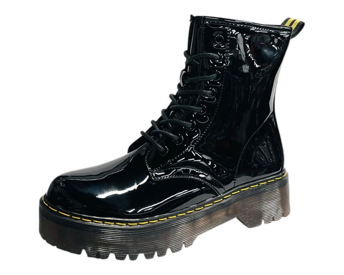Platform Faux Leather Ankle Boots