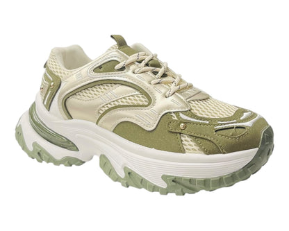 Chunky Sole Lace Up Faux Leather Trainers