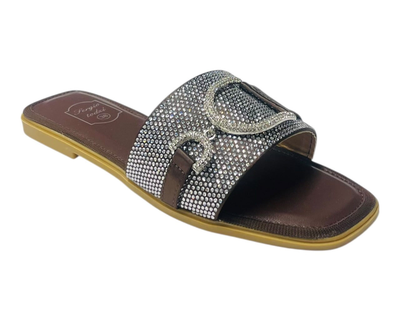 Diamante Cushioned Insole Open Toe Flat Slider