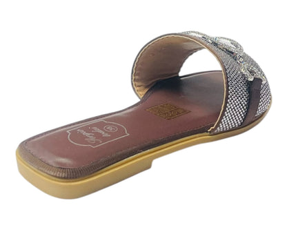 Diamante Cushioned Insole Open Toe Flat Slider