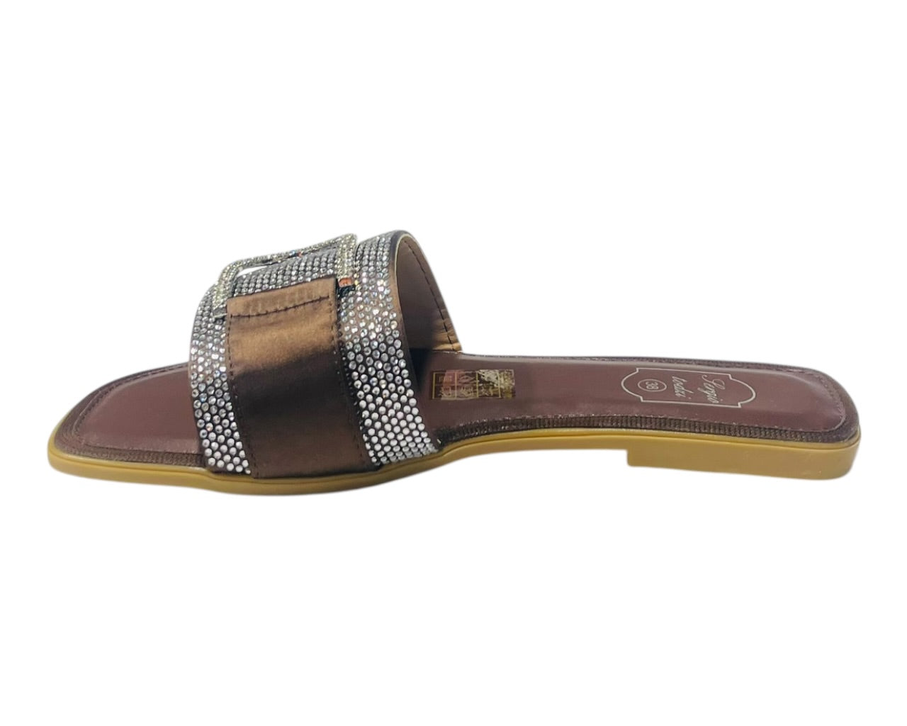 Diamante Cushioned Insole Open Toe Flat Slider