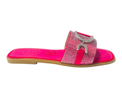 Diamante Cushioned Insole Open Toe Flat Slider