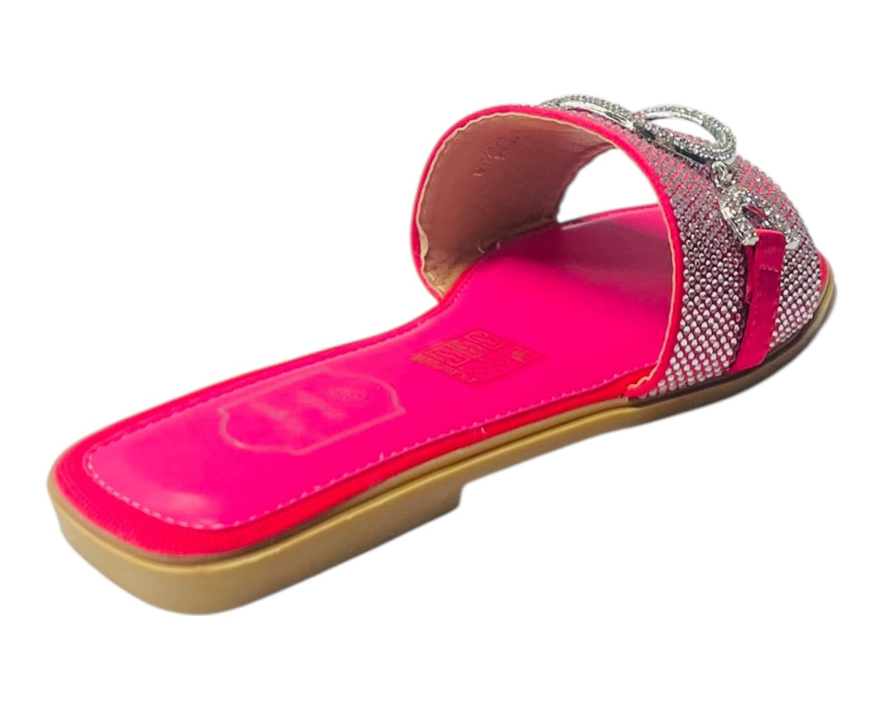 Diamante Cushioned Insole Open Toe Flat Slider